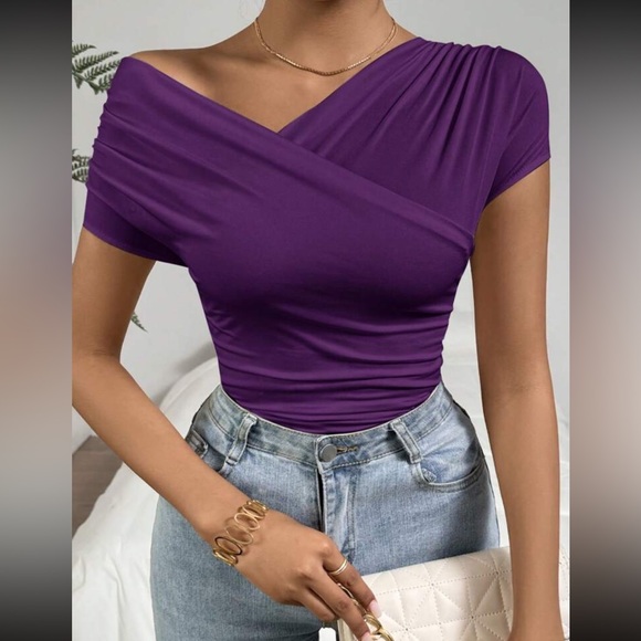 Elegant Purple Off-Shoulder Top